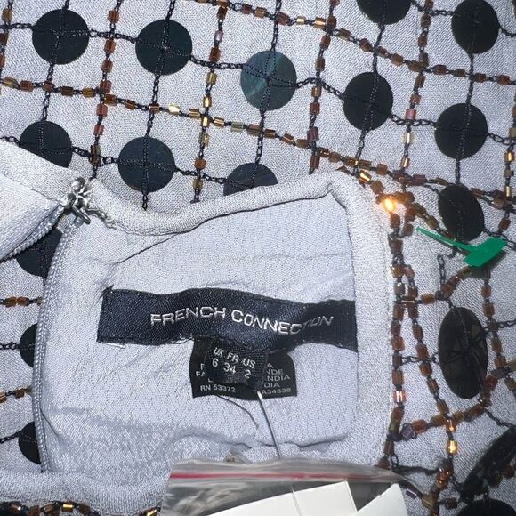 French connection dress sequined sheath three-quarter sleeve Zip back lined - Picture 7 of 9